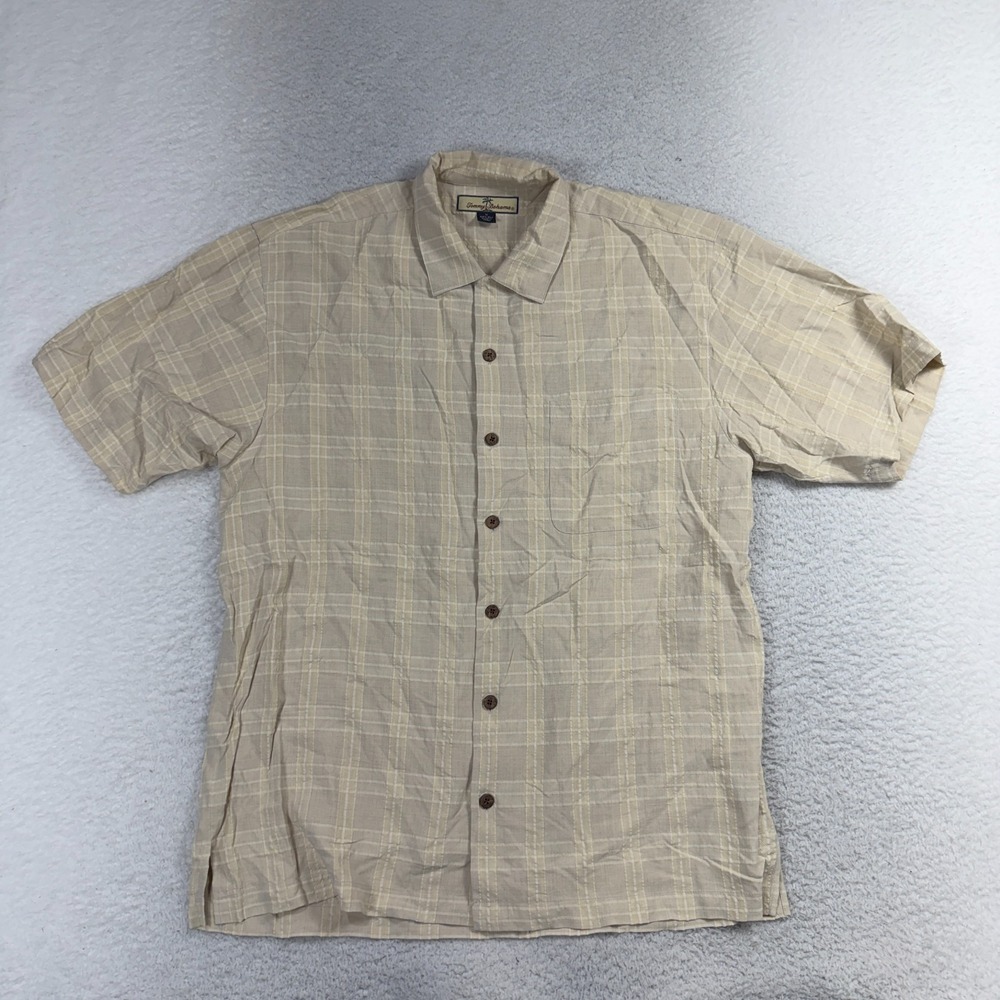 Tommy Bahama Loop Collar Shirt M Silk Button Up THE REEL DEAL Island Director